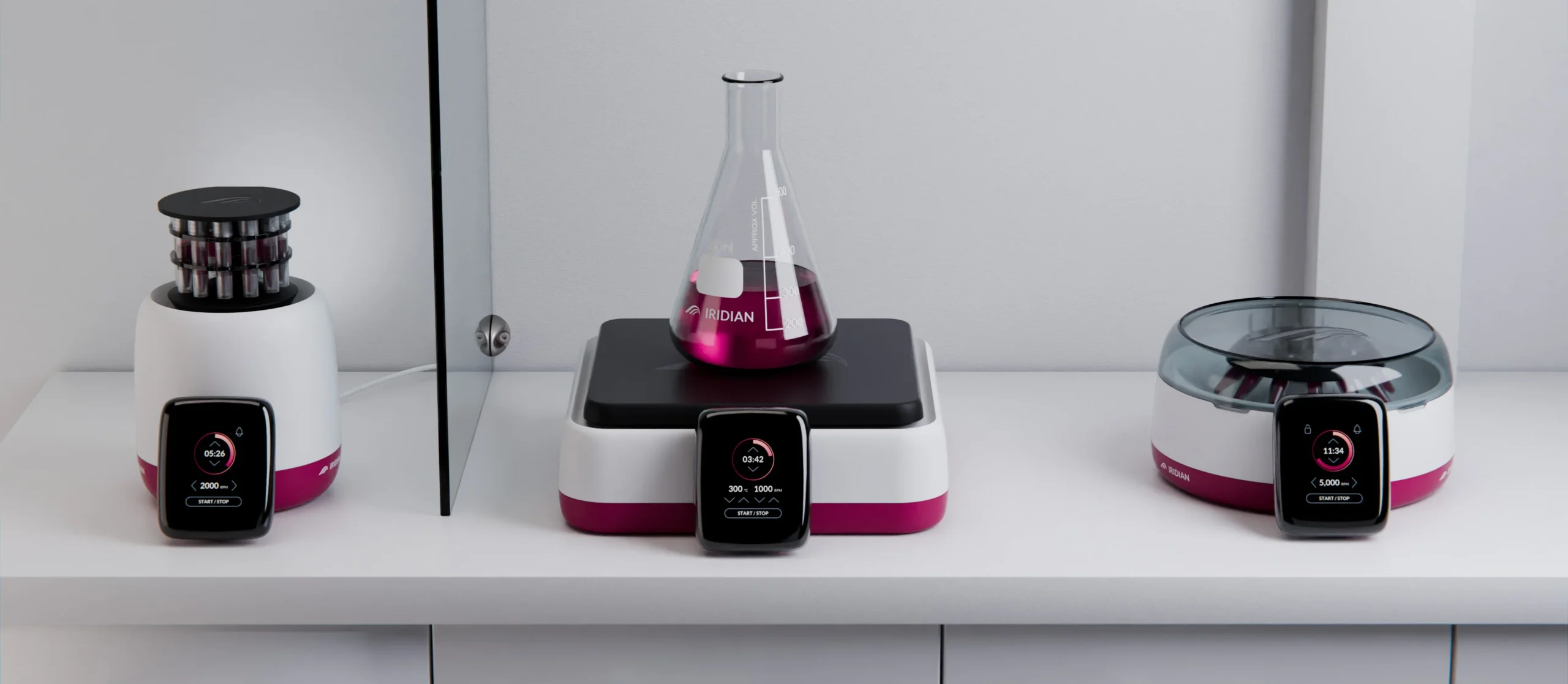 A set of laboratory equipment designed to match each other visually