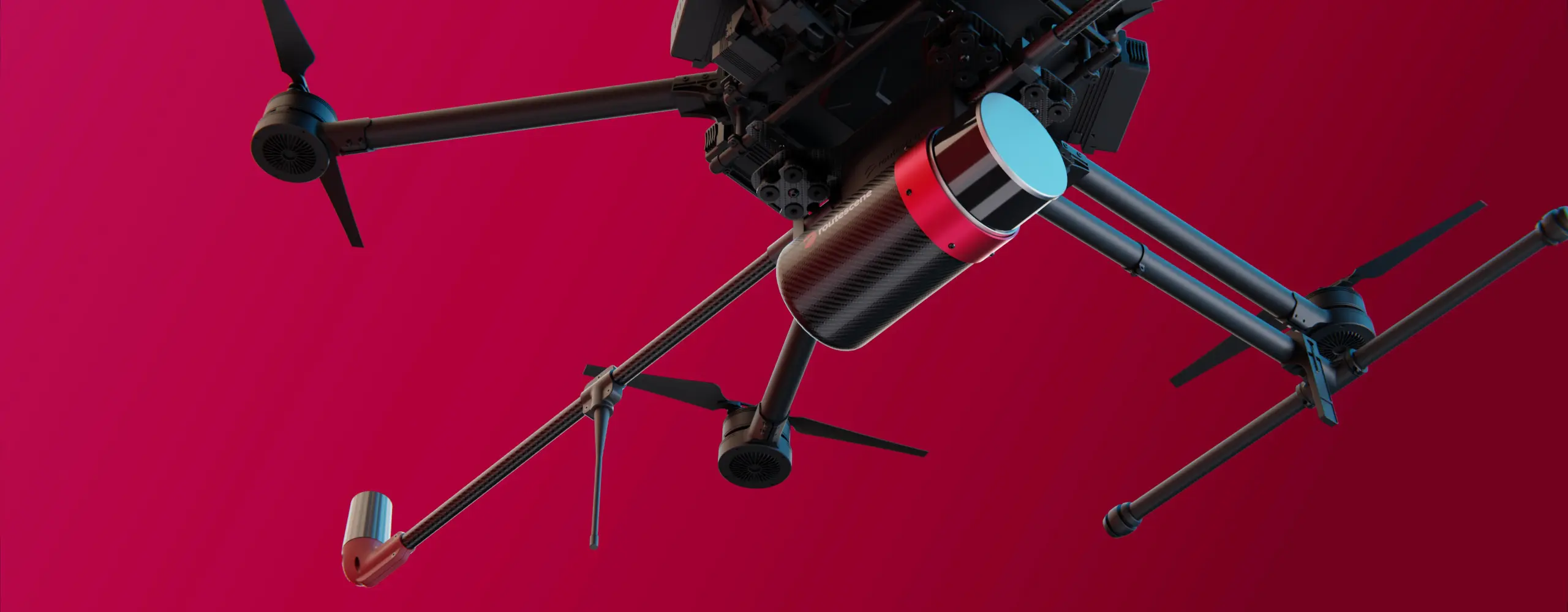 Product visualisation of the Routescene LidarPod attached to a drone